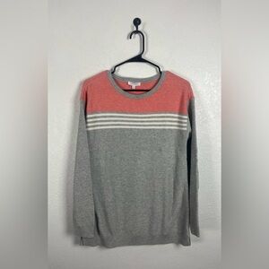 Talbots Women’s Coral Gray Crewneck Textured Sweater comfy long sleeve Sz M Chic